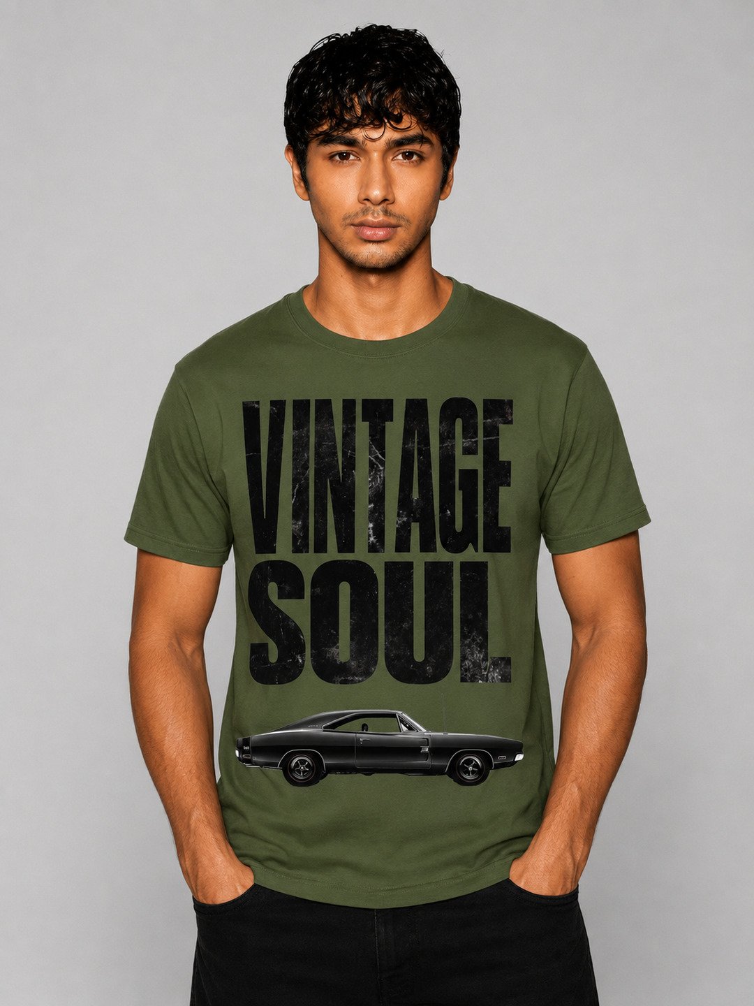Vintage soul Printed Round Neck Regular Pre-customized Tshirt for Men