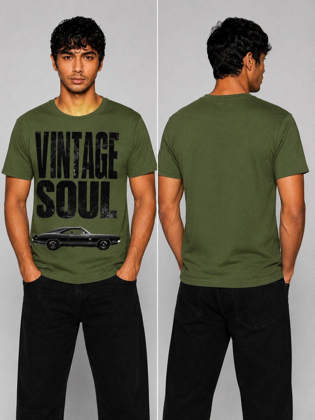 Vintage soul Printed Round Neck Regular Pre-customized Tshirt for Men