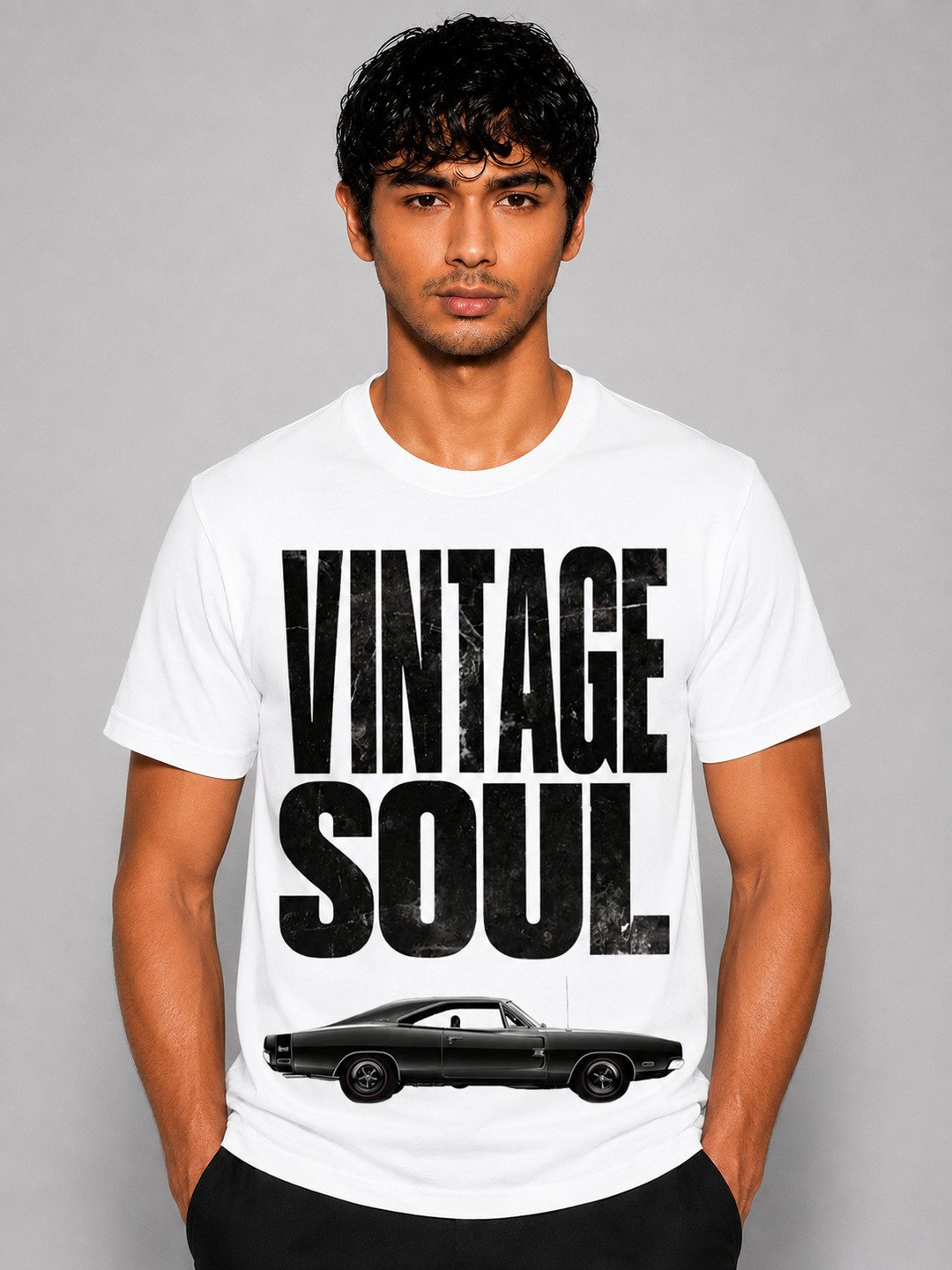 Vintage soul Printed Round Neck Regular Pre-customized Tshirt for Men