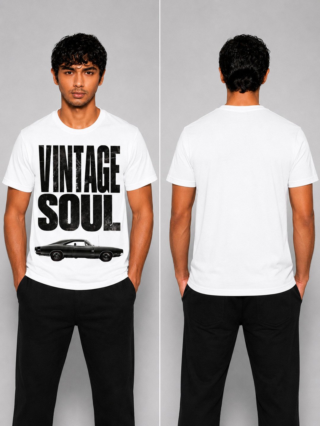 Vintage soul Printed Round Neck Regular Pre-customized Tshirt for Men