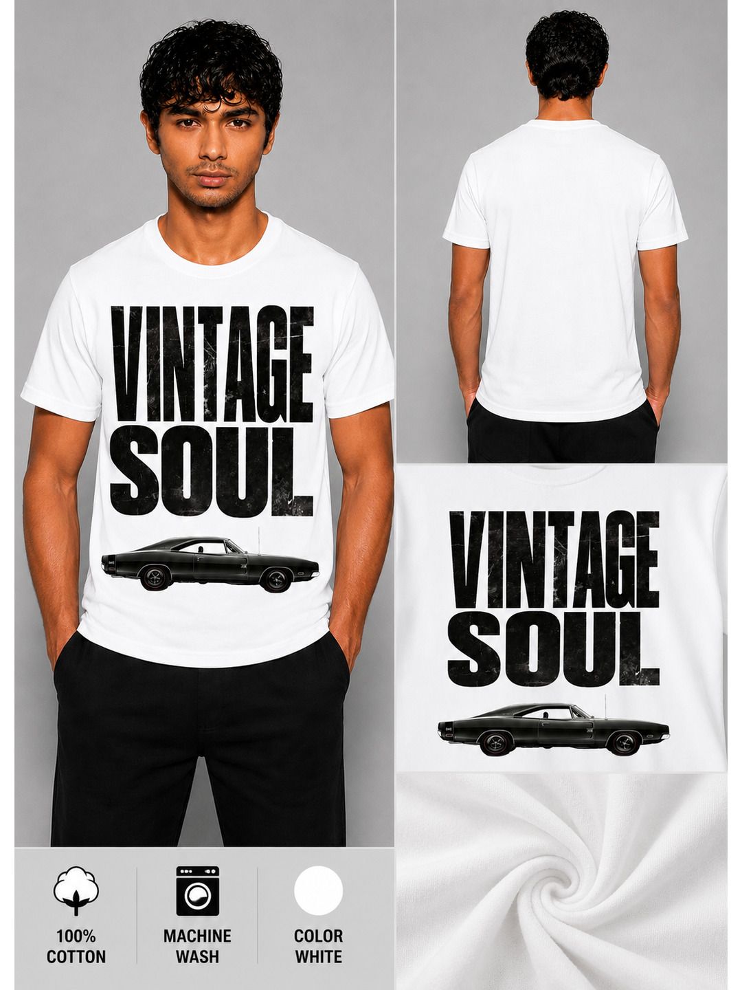 Vintage soul Printed Round Neck Regular Pre-customized Tshirt for Men