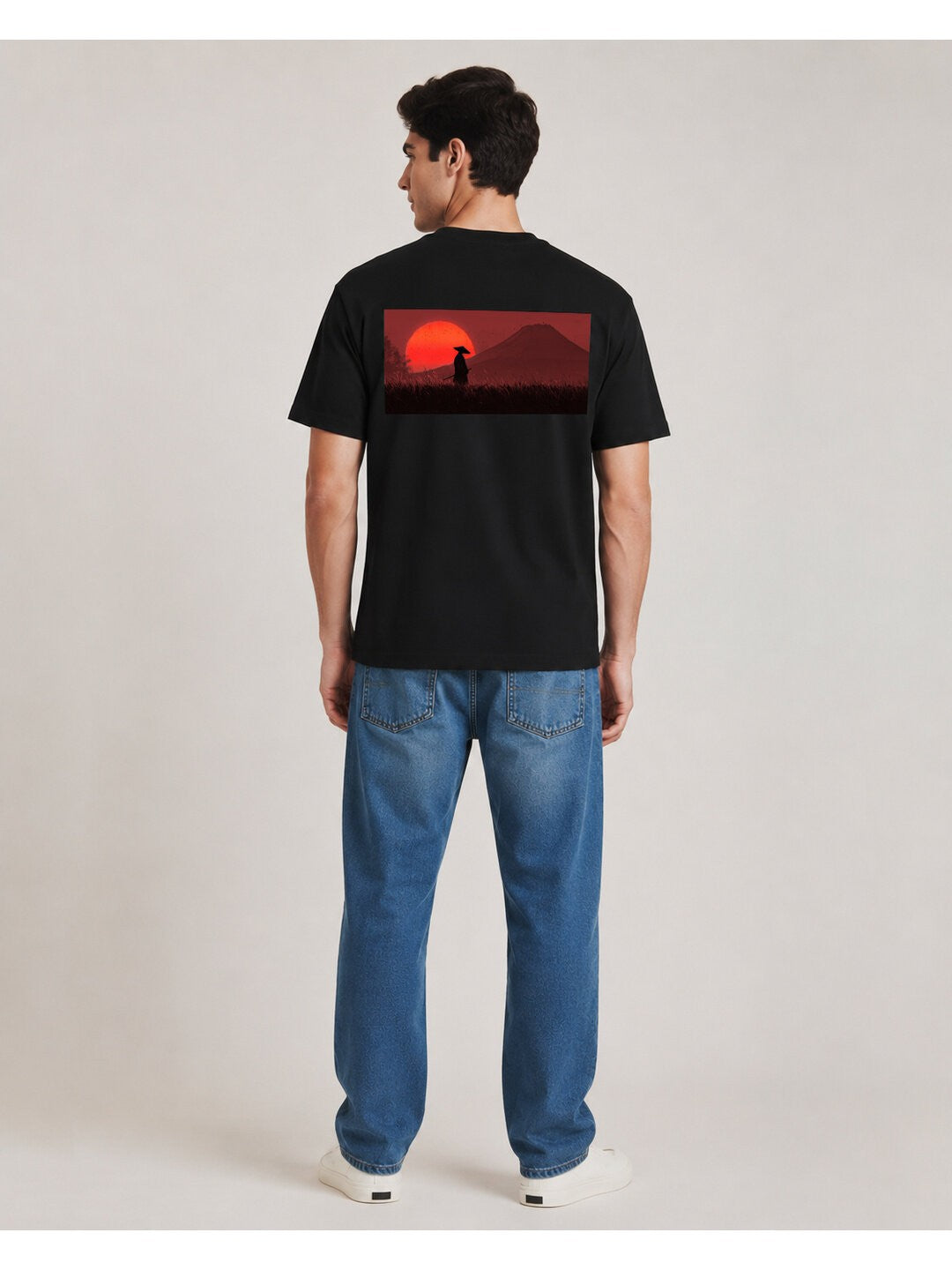 Sakura Warrior Printed Round Neck Regular Pre-customized Tshirt for Men