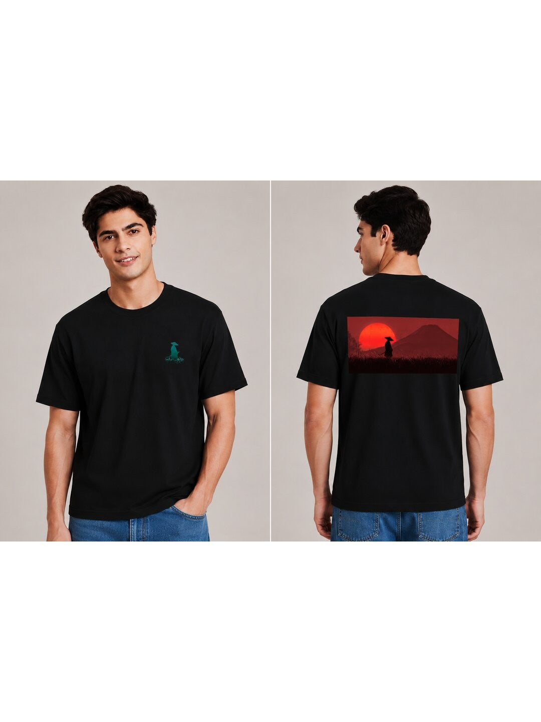 Sakura Warrior Printed Round Neck Regular Pre-customized Tshirt for Men
