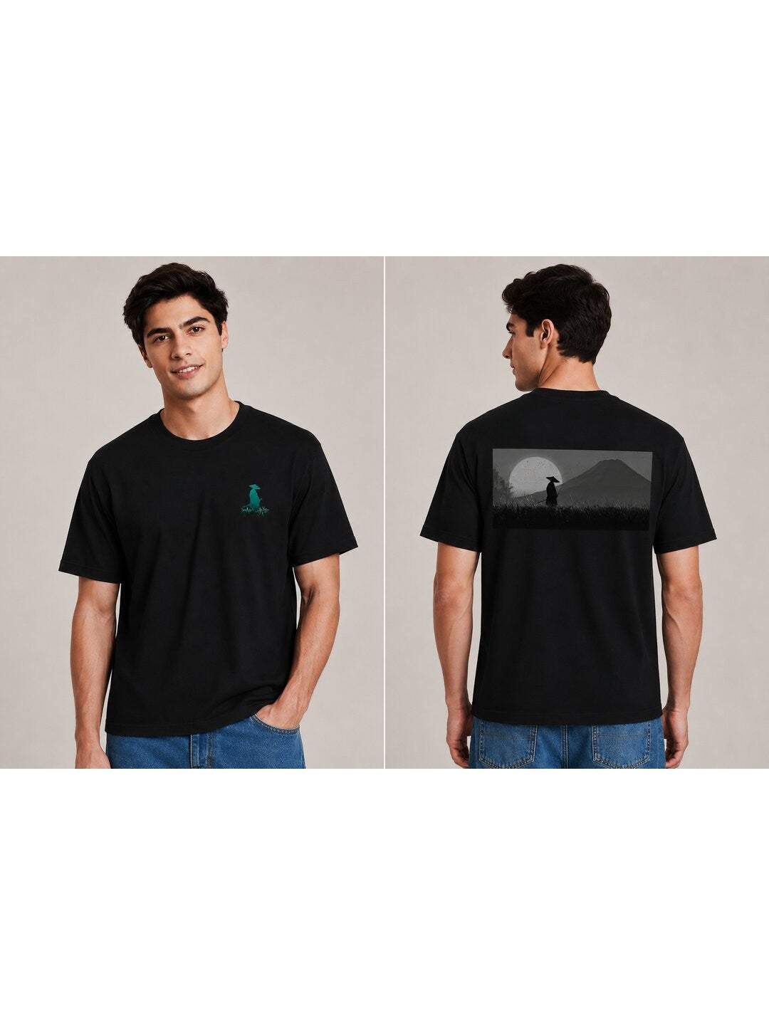 Sakura Warrior Printed Round Neck Regular Pre-customized Tshirt for Men