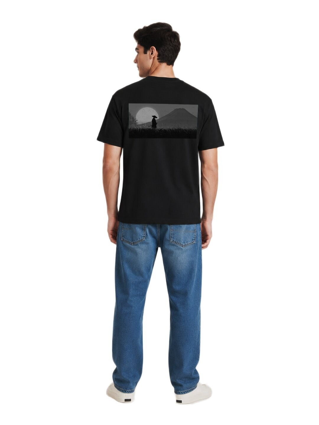 Sakura Warrior Printed Round Neck Regular Pre-customized Tshirt for Men