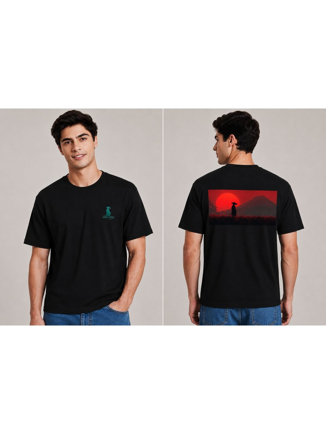 Sakura Warrior Printed Round Neck Regular Pre-customized Tshirt for Men