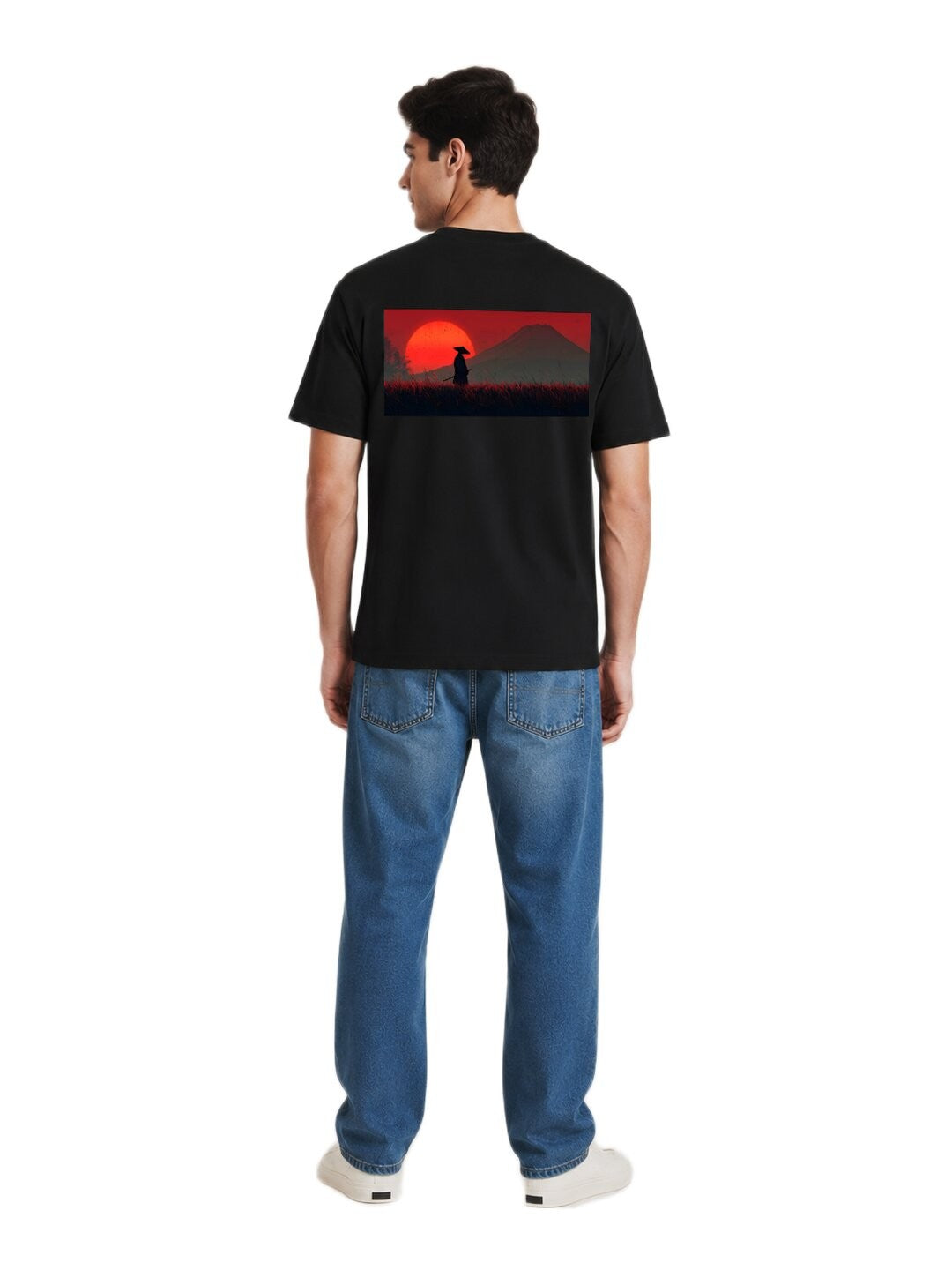 Sakura Warrior Printed Round Neck Regular Pre-customized Tshirt for Men