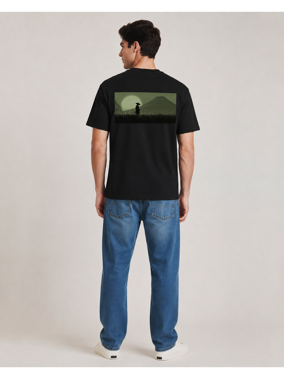 Sakura Warrior Printed Round Neck Regular Pre-customized Tshirt for Men