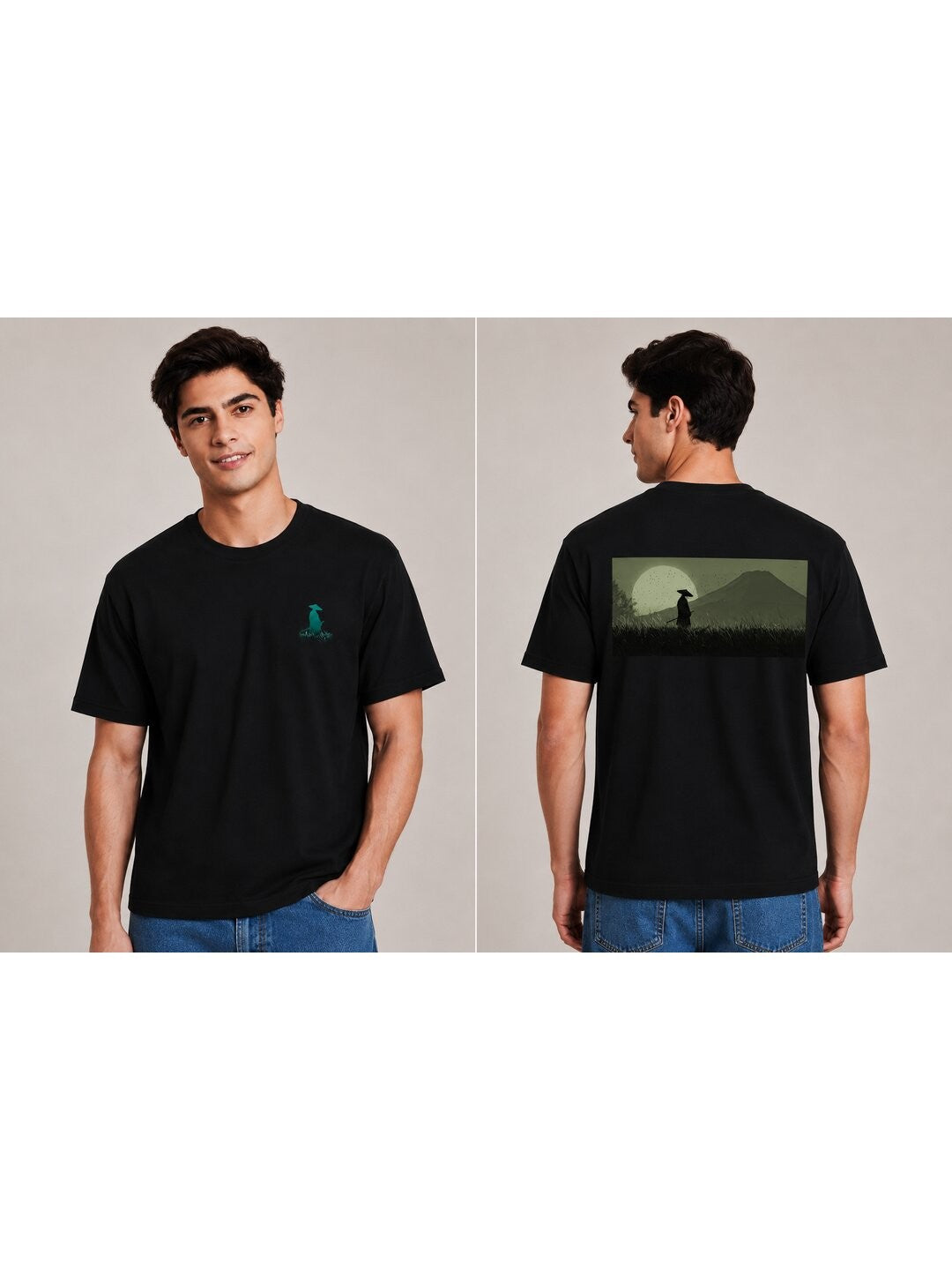 Sakura Warrior Printed Round Neck Regular Pre-customized Tshirt for Men