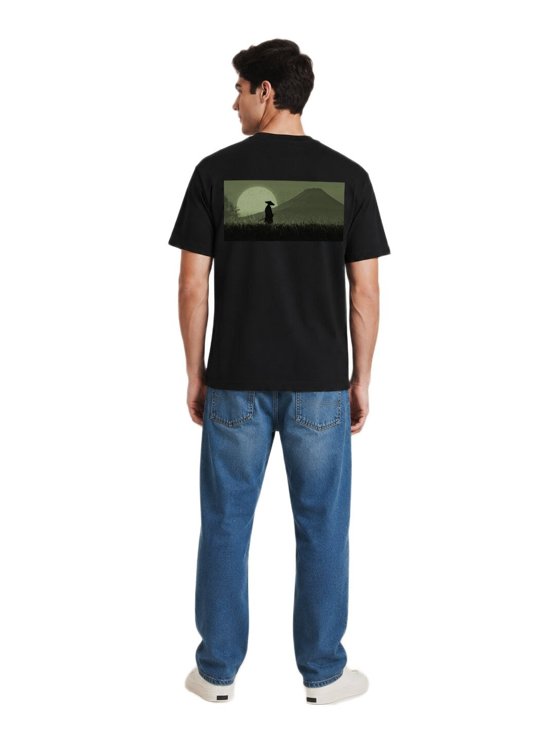 Sakura Warrior Printed Round Neck Regular Pre-customized Tshirt for Men