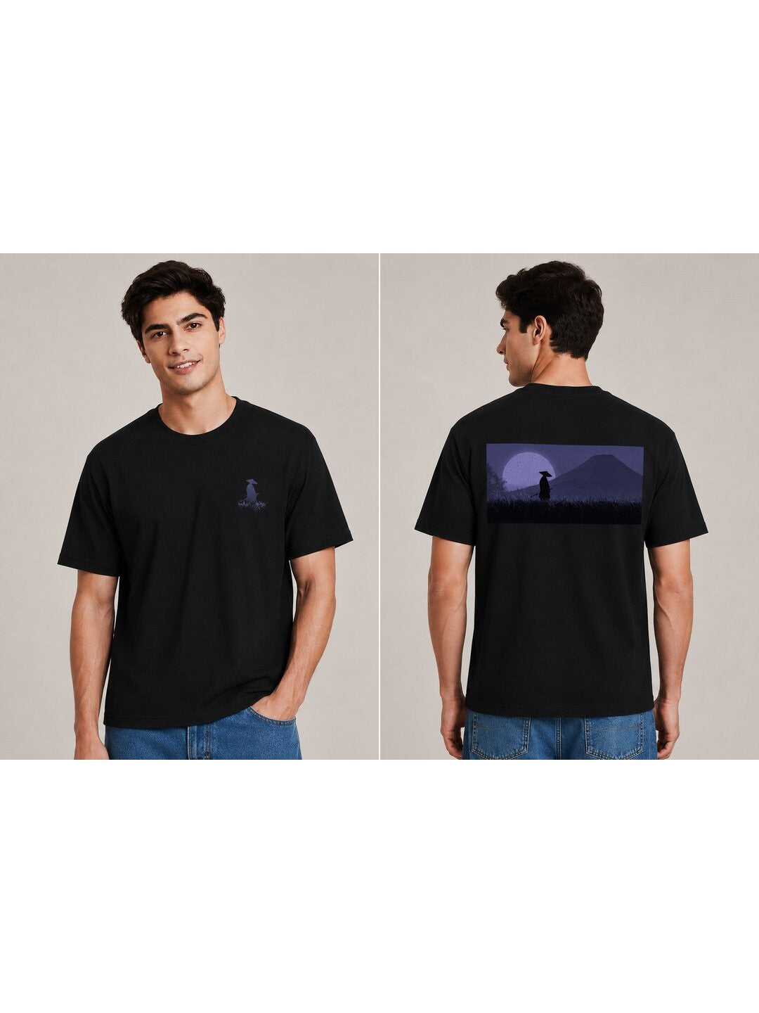 Sakura Warrior Printed Round Neck Regular Pre-customized Tshirt for Men