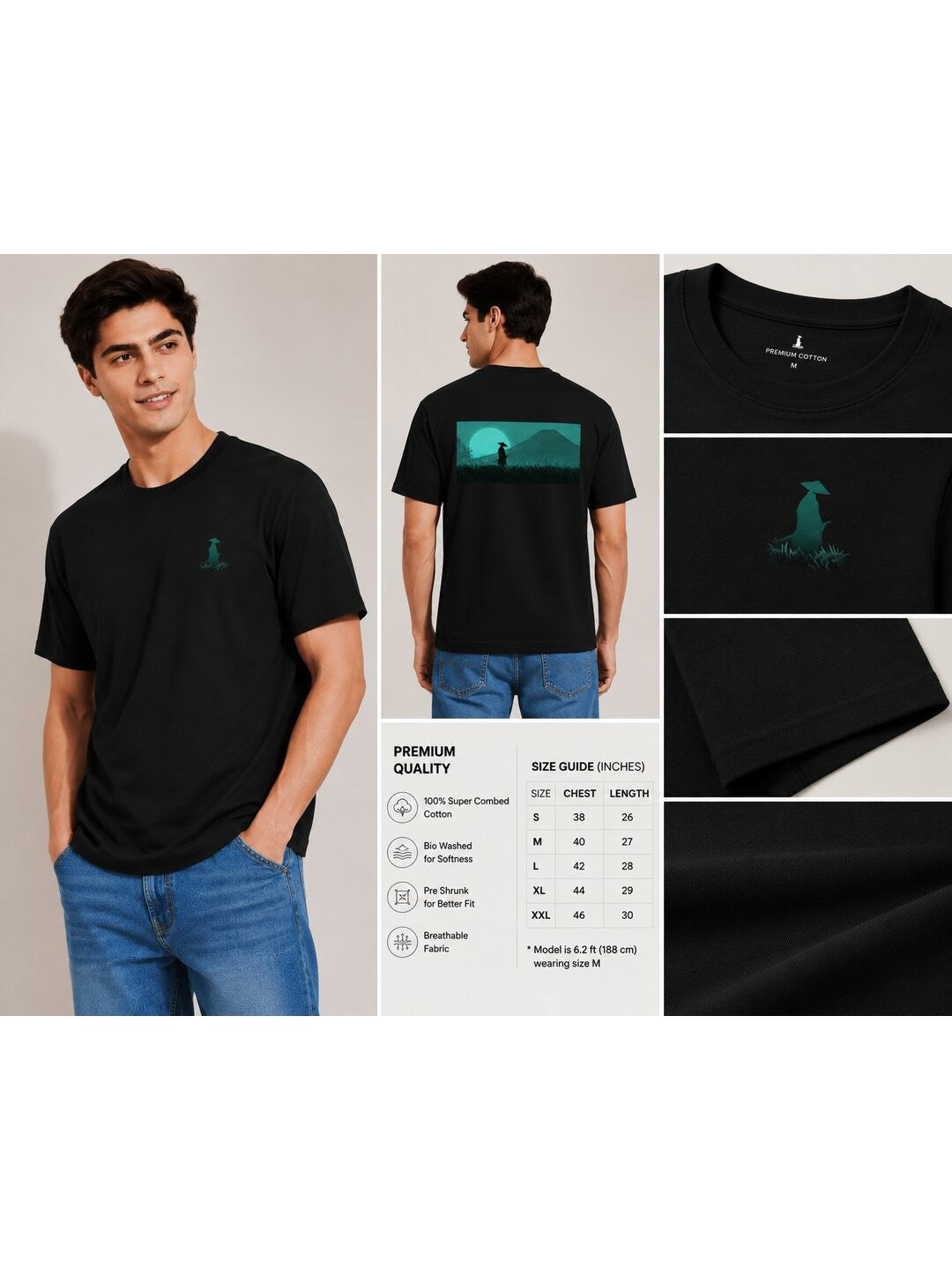 Sakura Warrior Printed Round Neck Regular Pre-customized Tshirt for Men