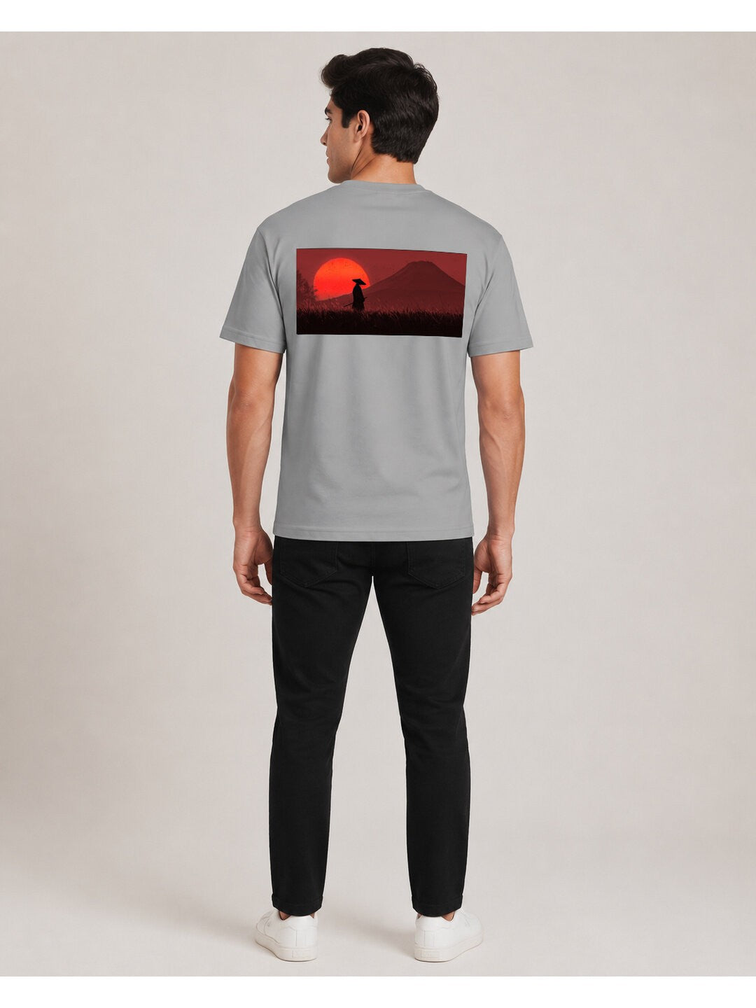 Sakura Warrior Printed Round Neck Regular Pre-customized Tshirt for Men