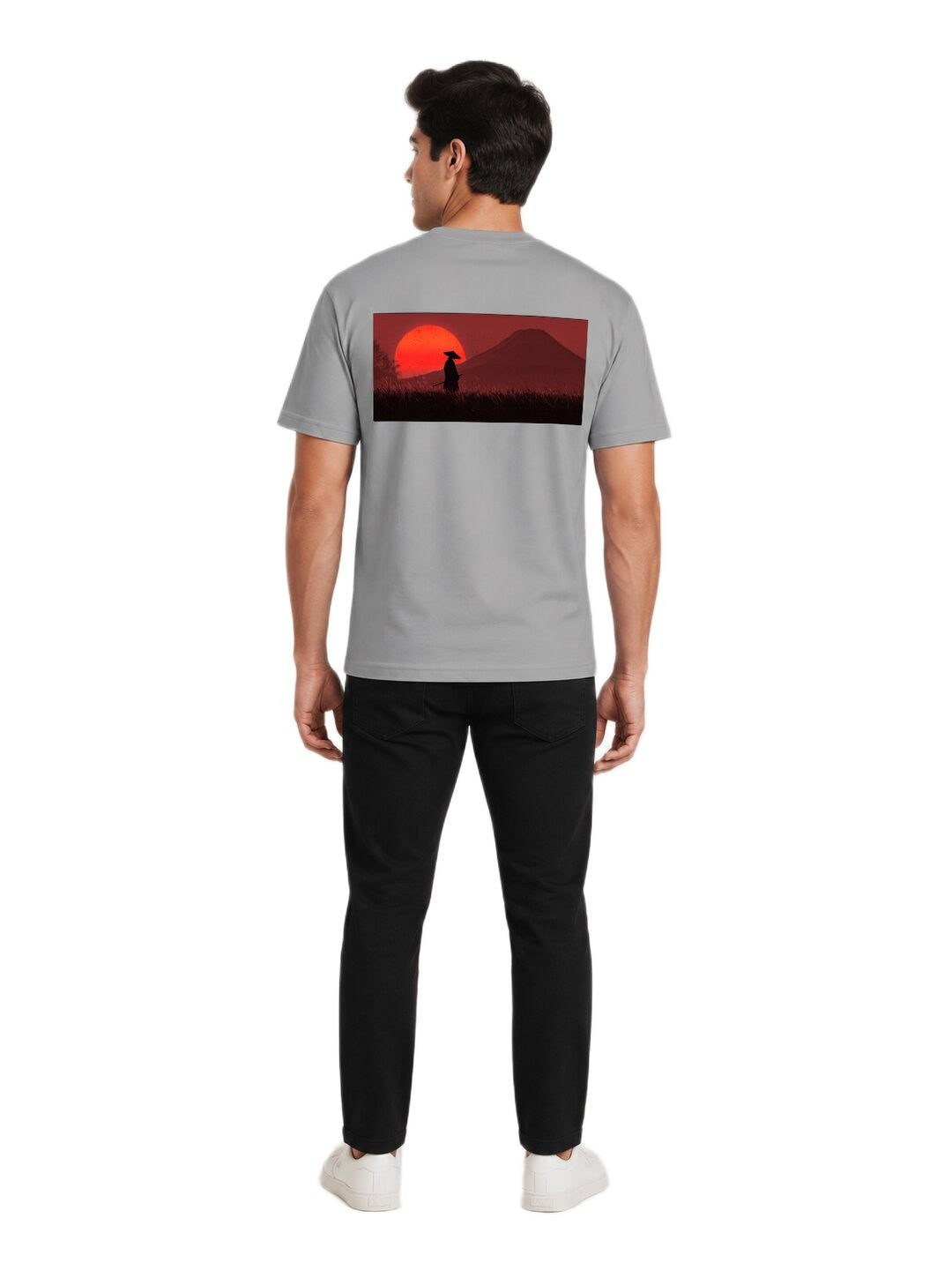 Sakura Warrior Printed Round Neck Regular Pre-customized Tshirt for Men