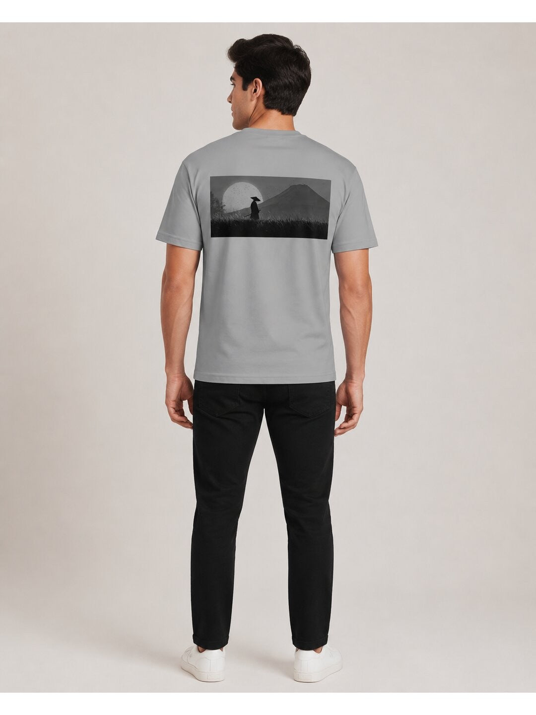 Sakura Warrior Printed Round Neck Regular Pre-customized Tshirt for Men