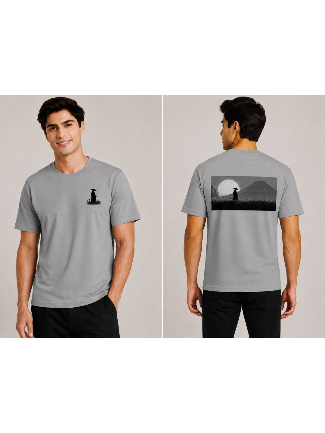 Sakura Warrior Printed Round Neck Regular Pre-customized Tshirt for Men