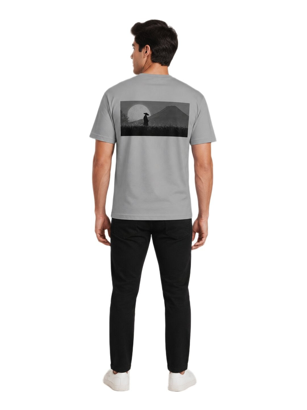 Sakura Warrior Printed Round Neck Regular Pre-customized Tshirt for Men