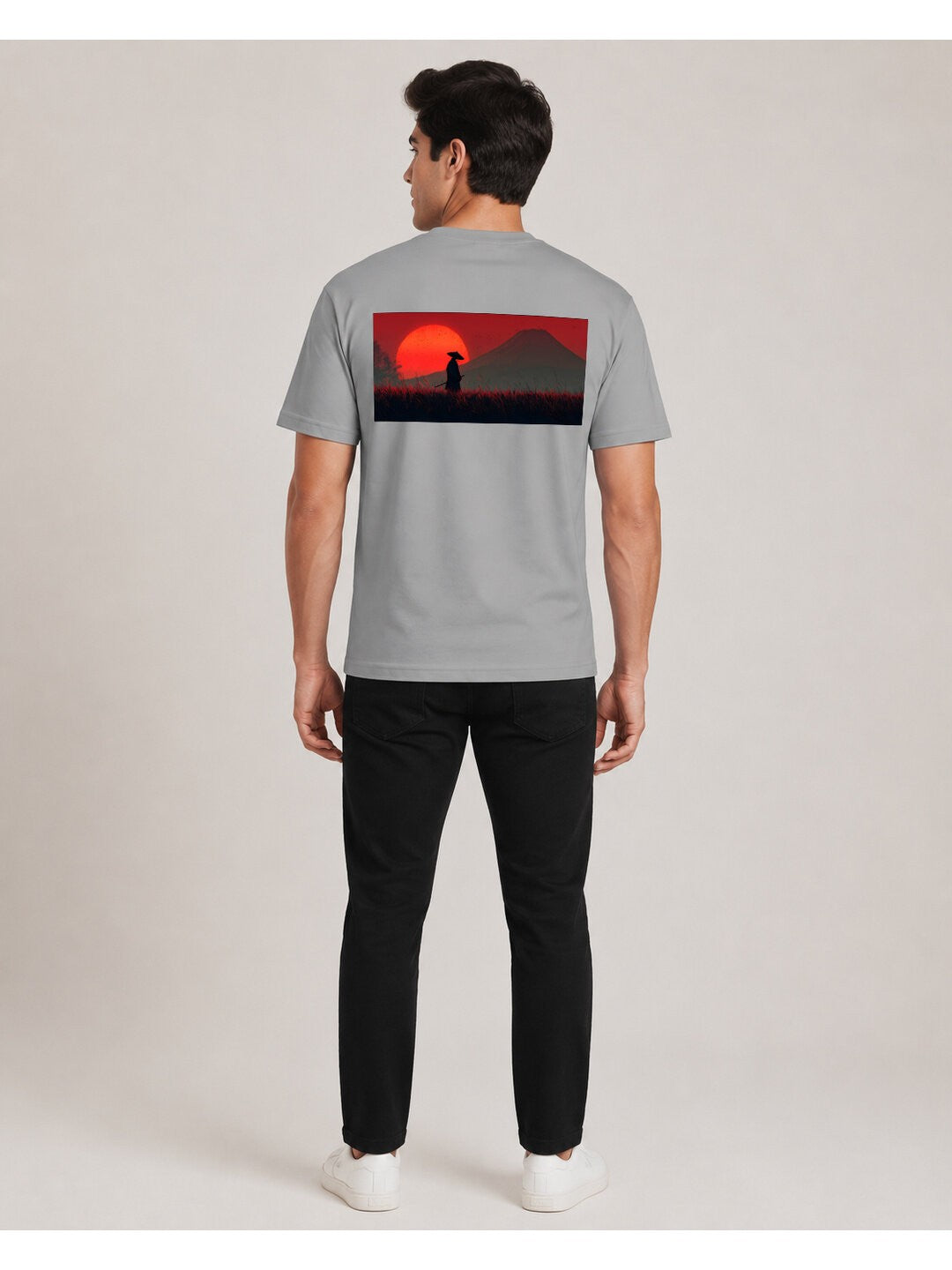 Sakura Warrior Printed Round Neck Regular Pre-customized Tshirt for Men