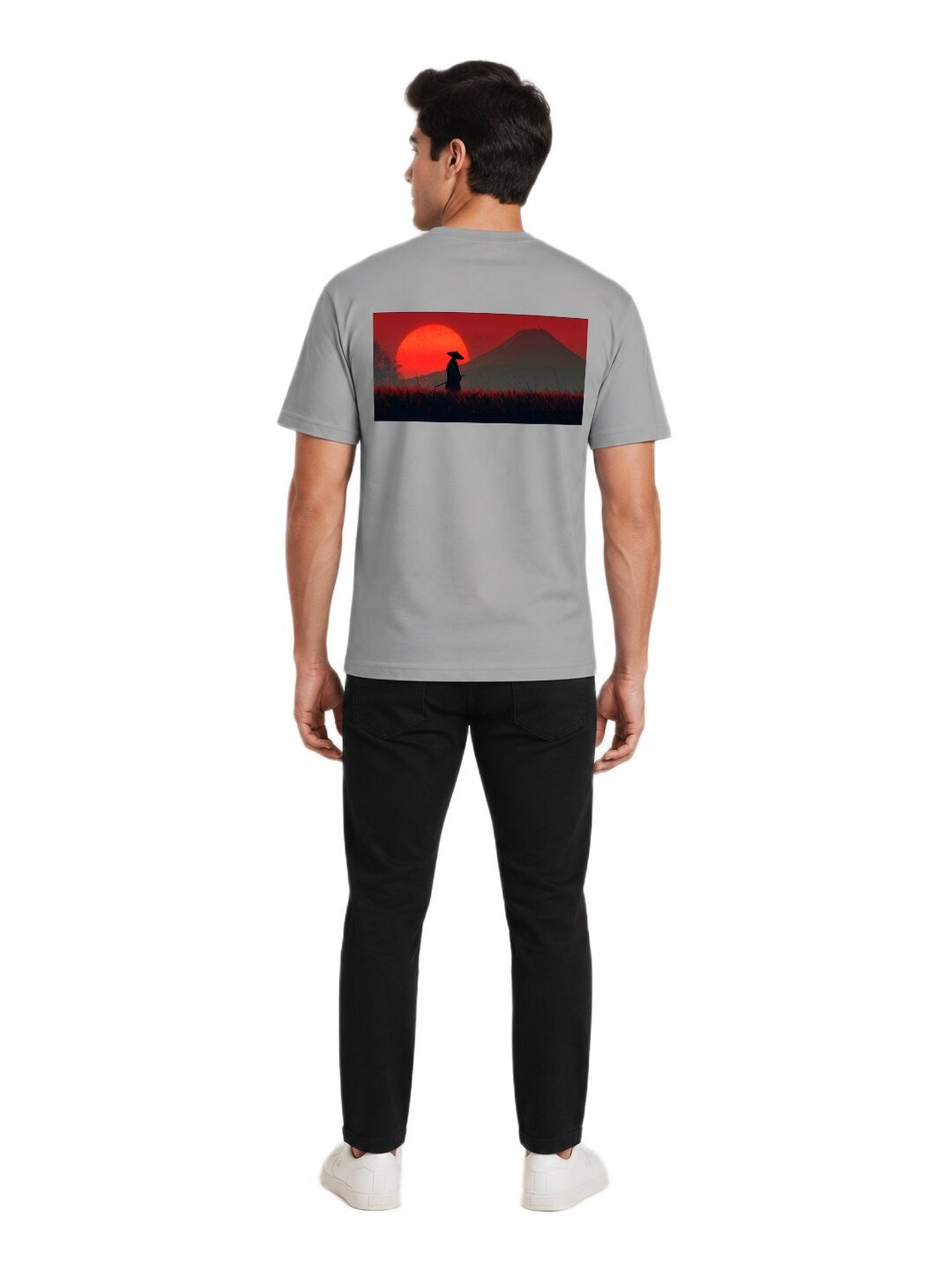 Sakura Warrior Printed Round Neck Regular Pre-customized Tshirt for Men