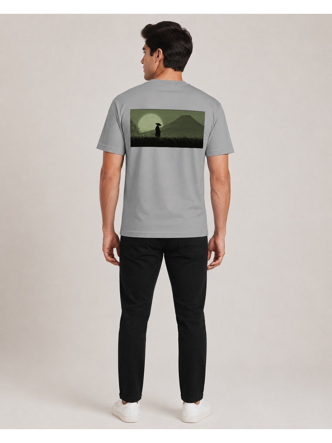 Sakura Warrior Printed Round Neck Regular Pre-customized Tshirt for Men
