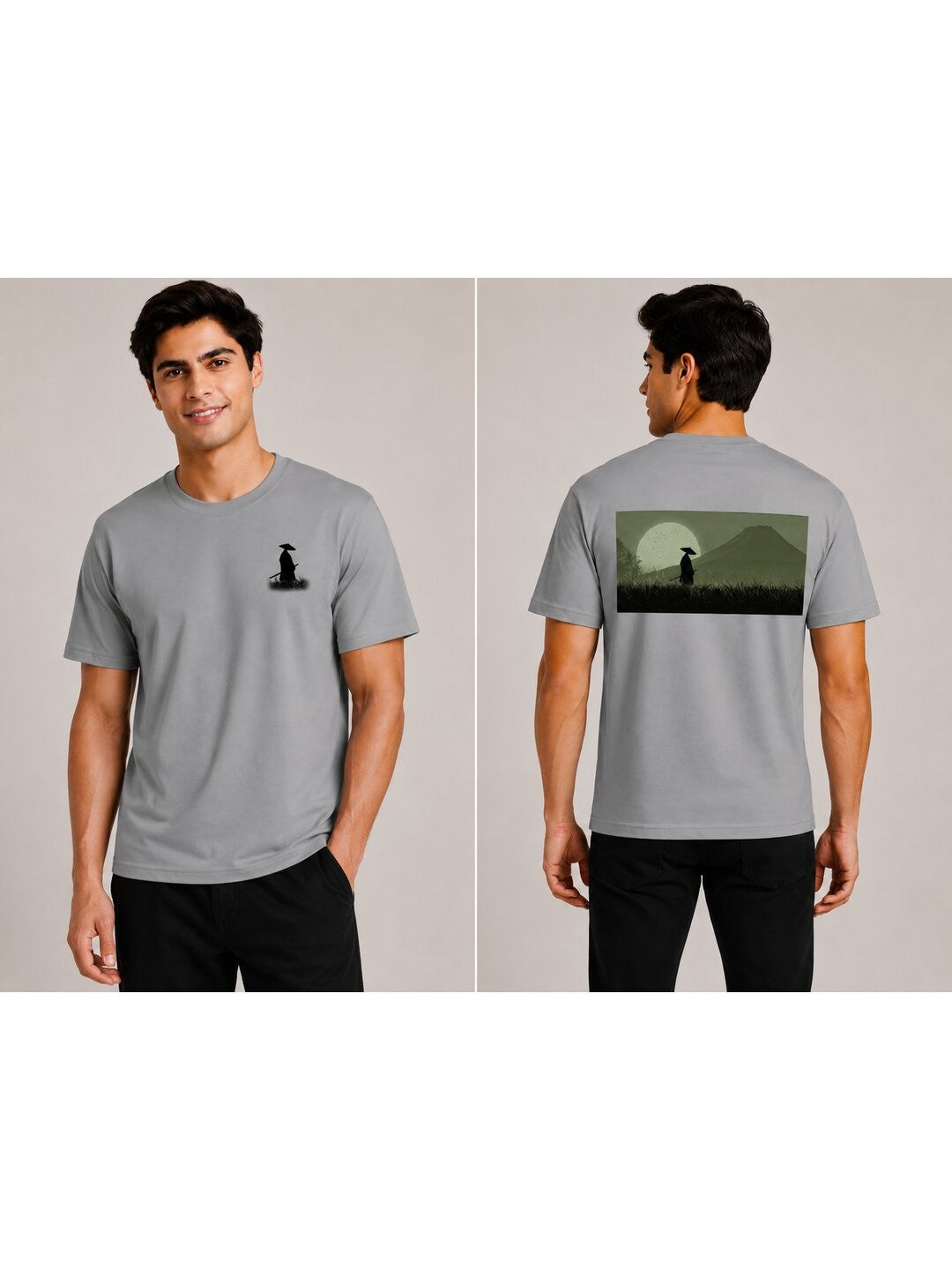 Sakura Warrior Printed Round Neck Regular Pre-customized Tshirt for Men