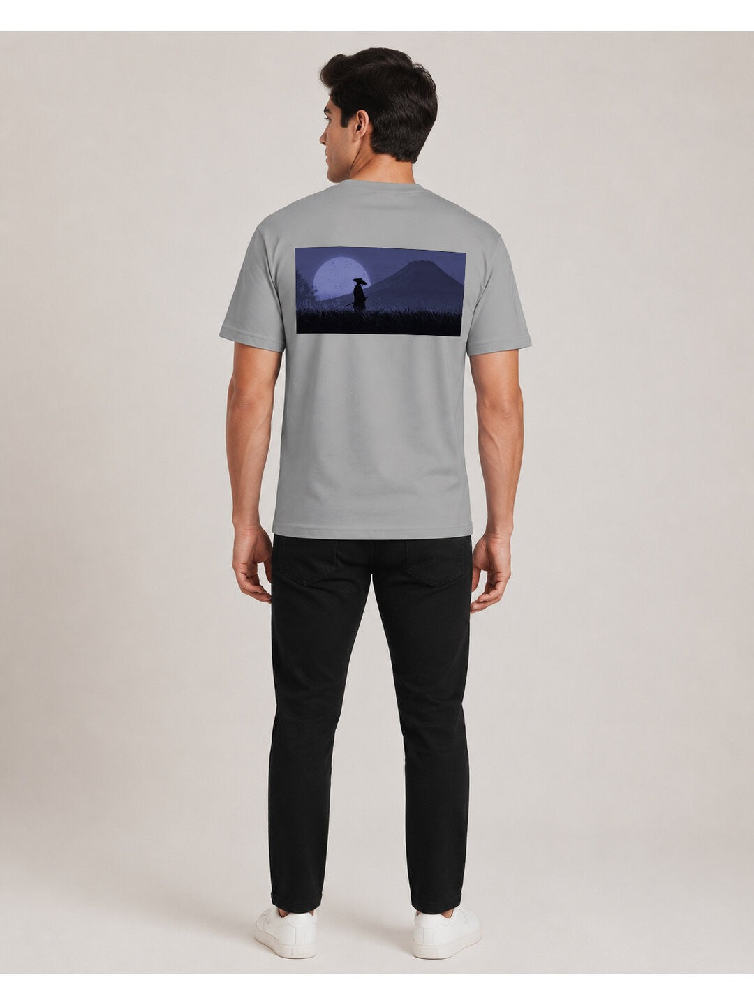 Sakura Warrior Printed Round Neck Regular Pre-customized Tshirt for Men