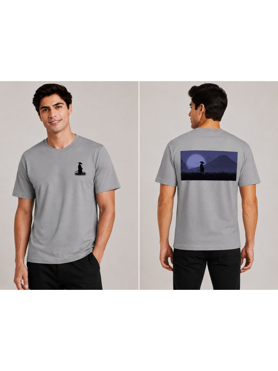 Sakura Warrior Printed Round Neck Regular Pre-customized Tshirt for Men