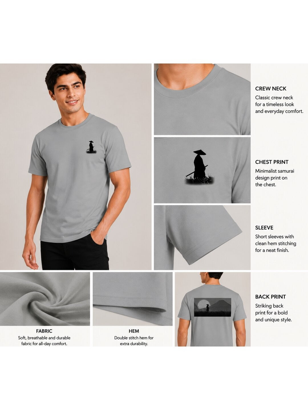 Sakura Warrior Printed Round Neck Regular Pre-customized Tshirt for Men