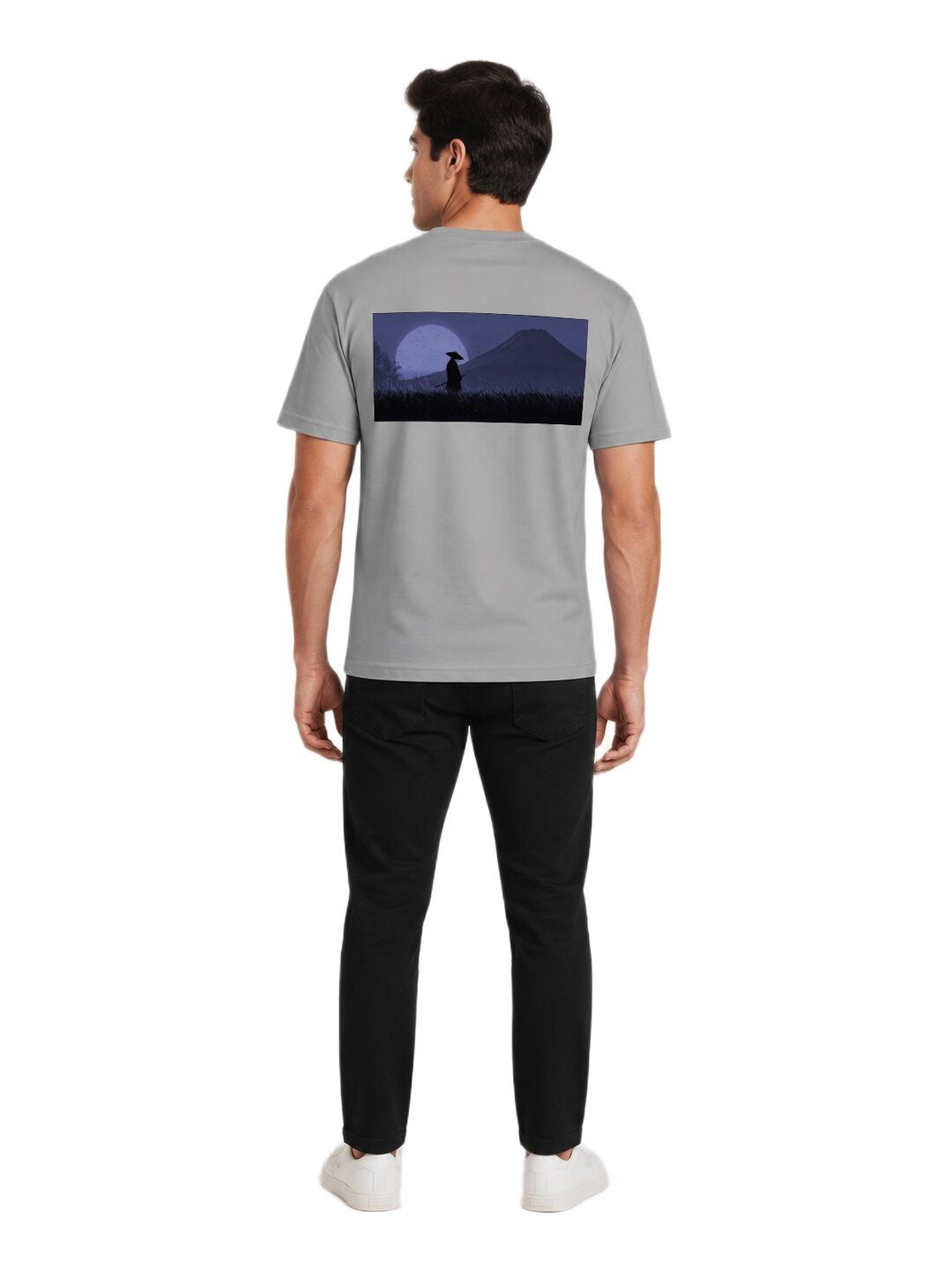 Sakura Warrior Printed Round Neck Regular Pre-customized Tshirt for Men