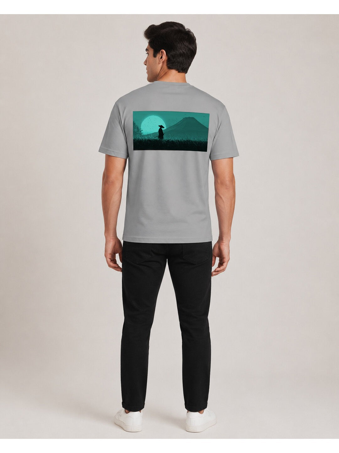 Sakura Warrior Printed Round Neck Regular Pre-customized Tshirt for Men