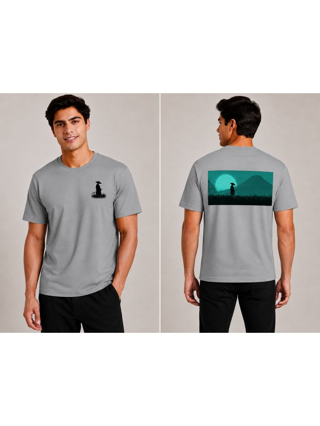 Sakura Warrior Printed Round Neck Regular Pre-customized Tshirt for Men