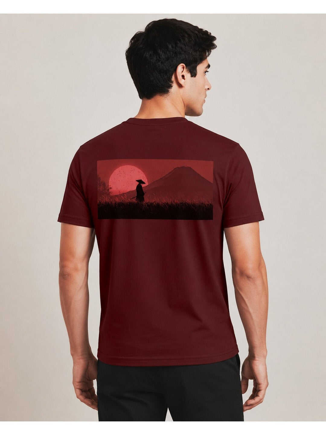 Sakura Warrior Printed Round Neck Regular Pre-customized Tshirt for Men