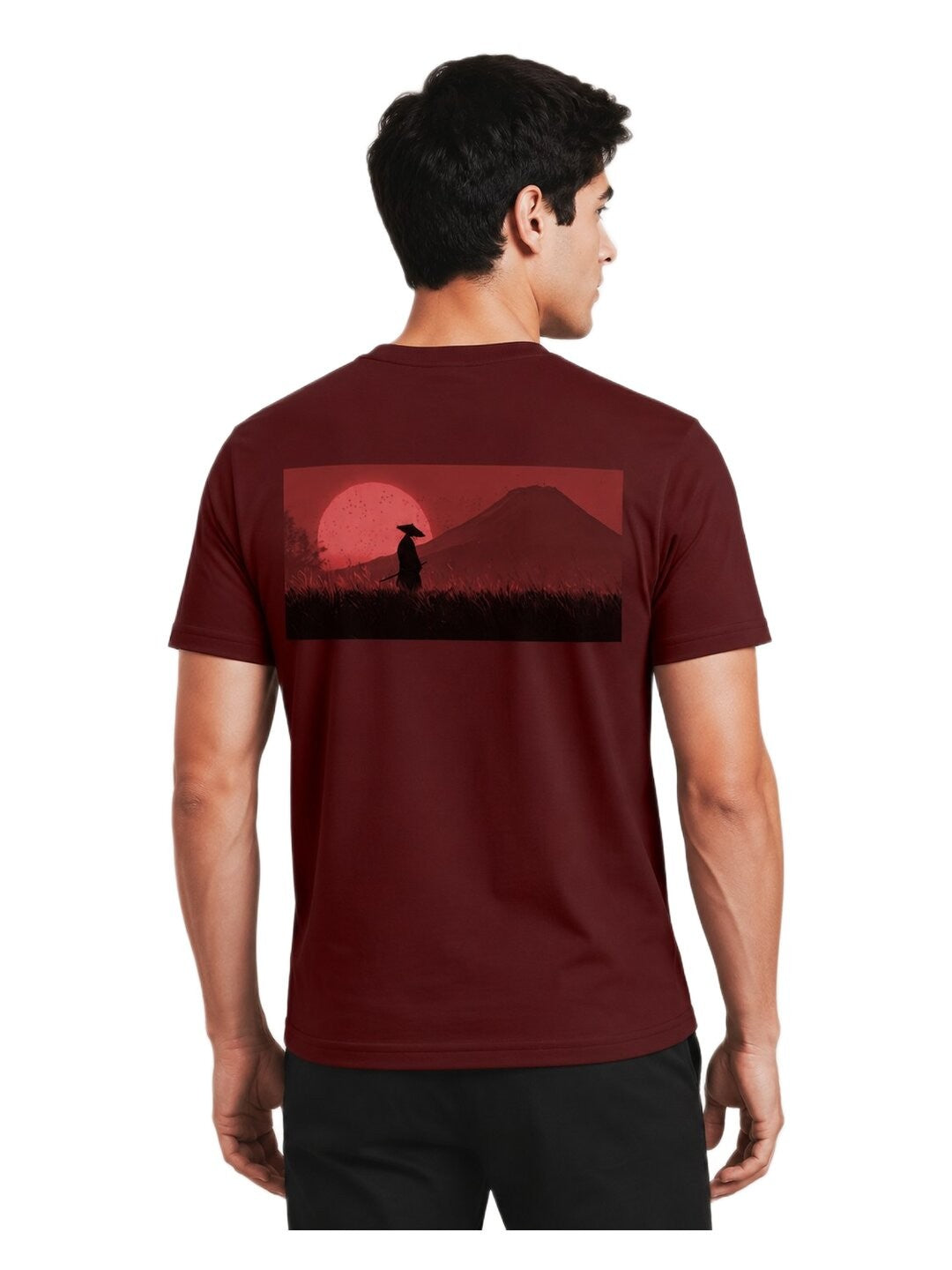 Sakura Warrior Printed Round Neck Regular Pre-customized Tshirt for Men