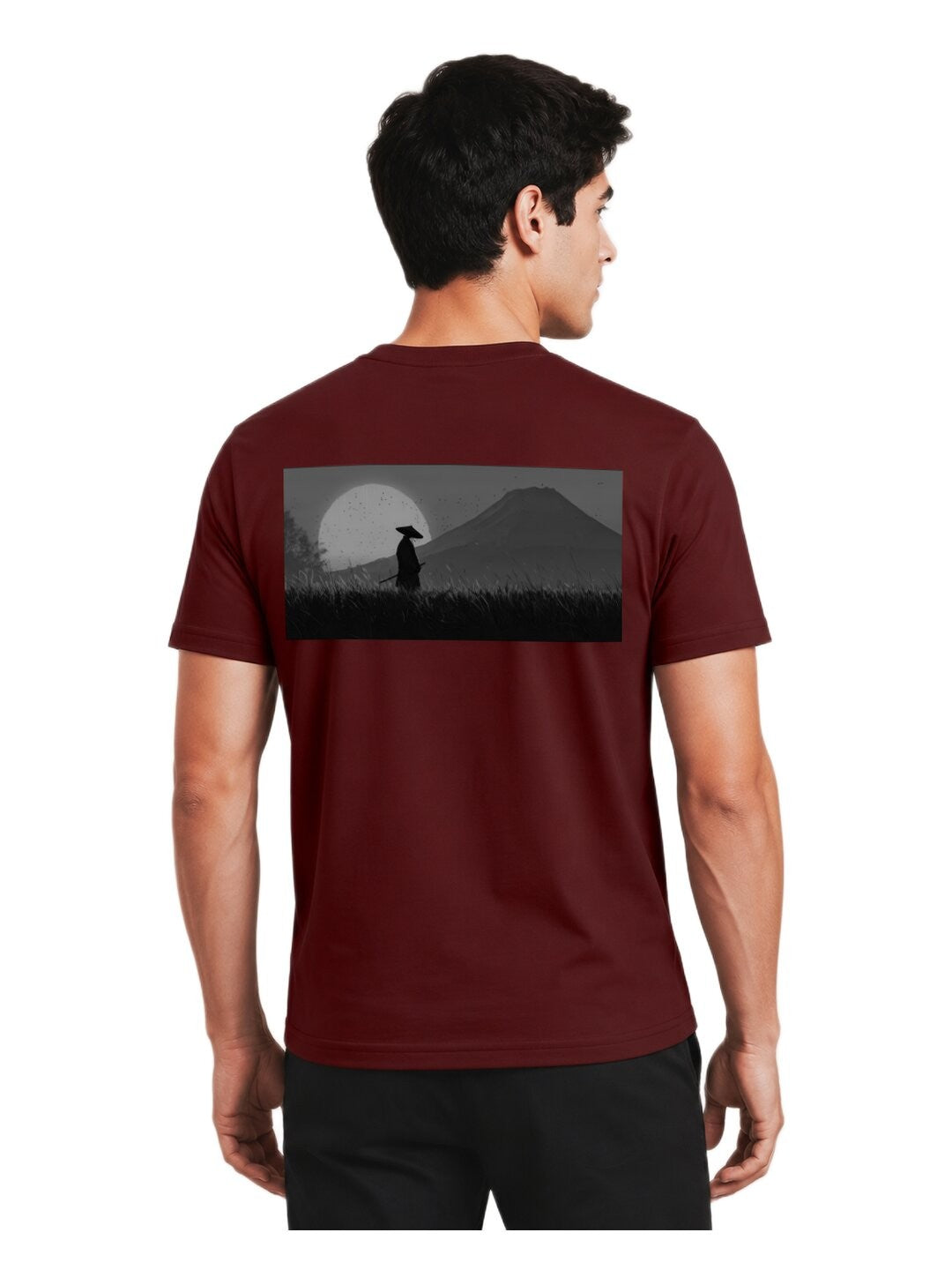 Sakura Warrior Printed Round Neck Regular Pre-customized Tshirt for Men
