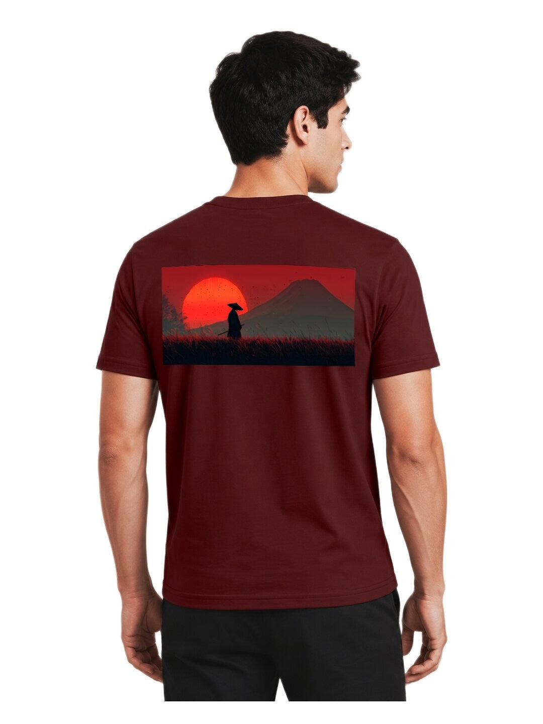 Sakura Warrior Printed Round Neck Regular Pre-customized Tshirt for Men