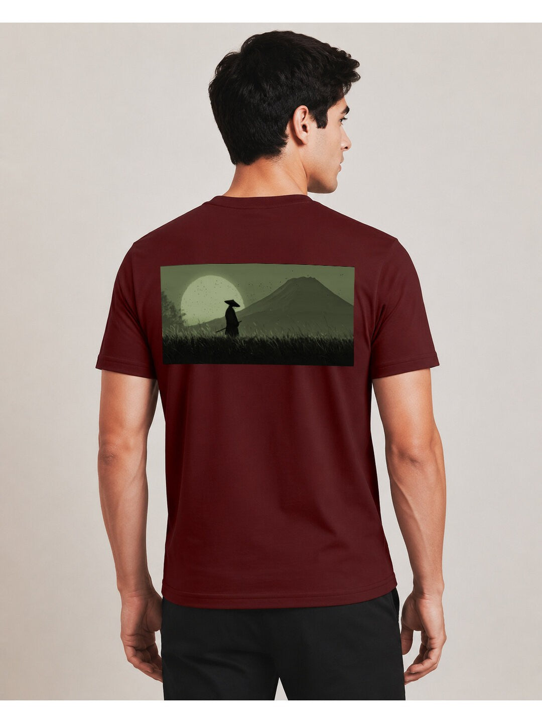 Sakura Warrior Printed Round Neck Regular Pre-customized Tshirt for Men