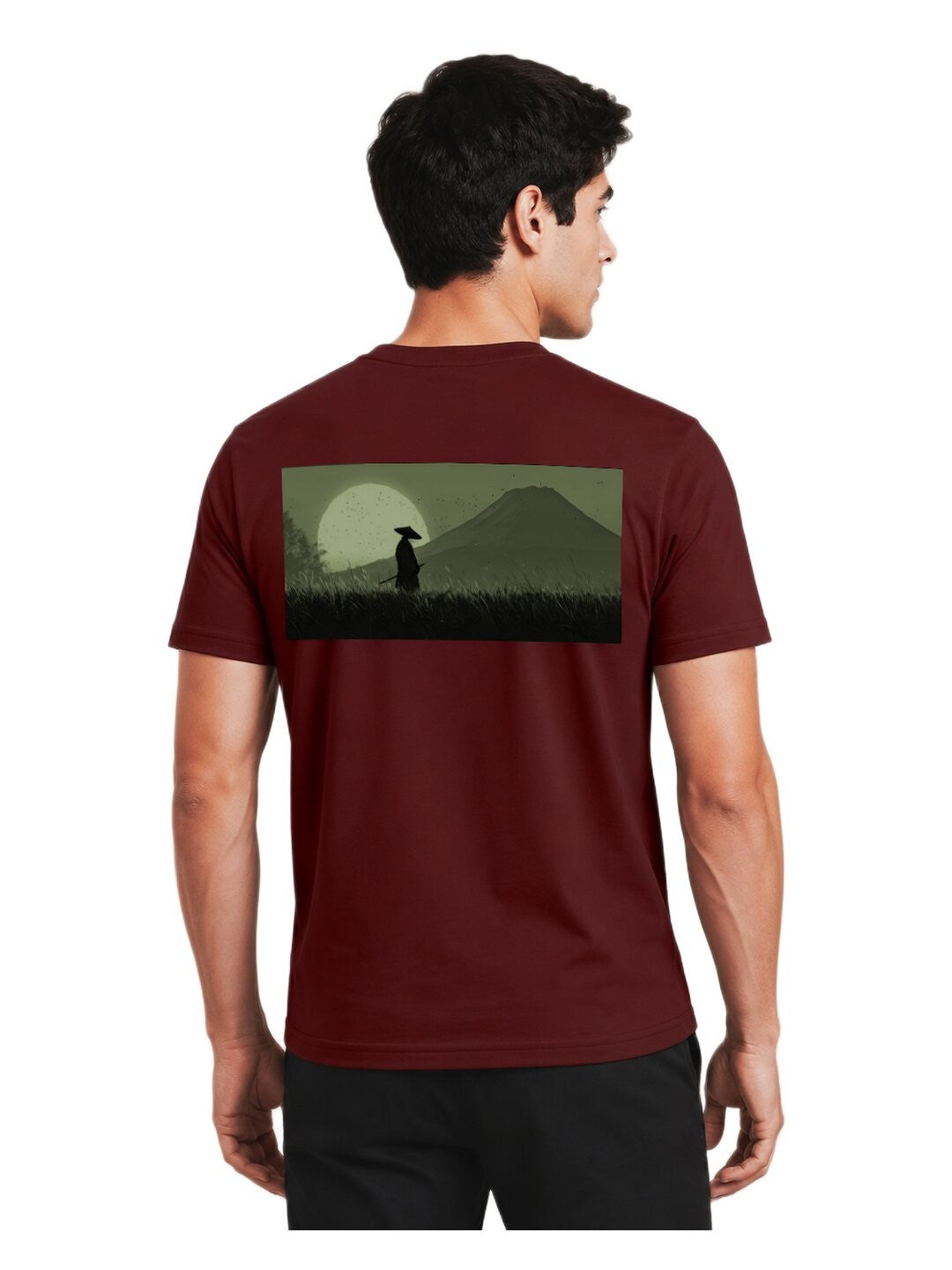 Sakura Warrior Printed Round Neck Regular Pre-customized Tshirt for Men