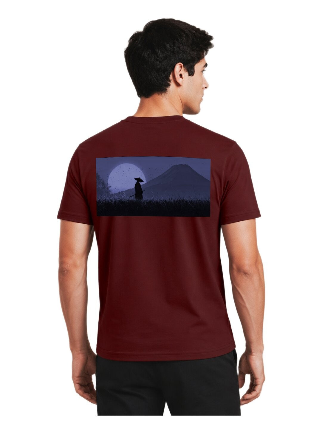 Sakura Warrior Printed Round Neck Regular Pre-customized Tshirt for Men