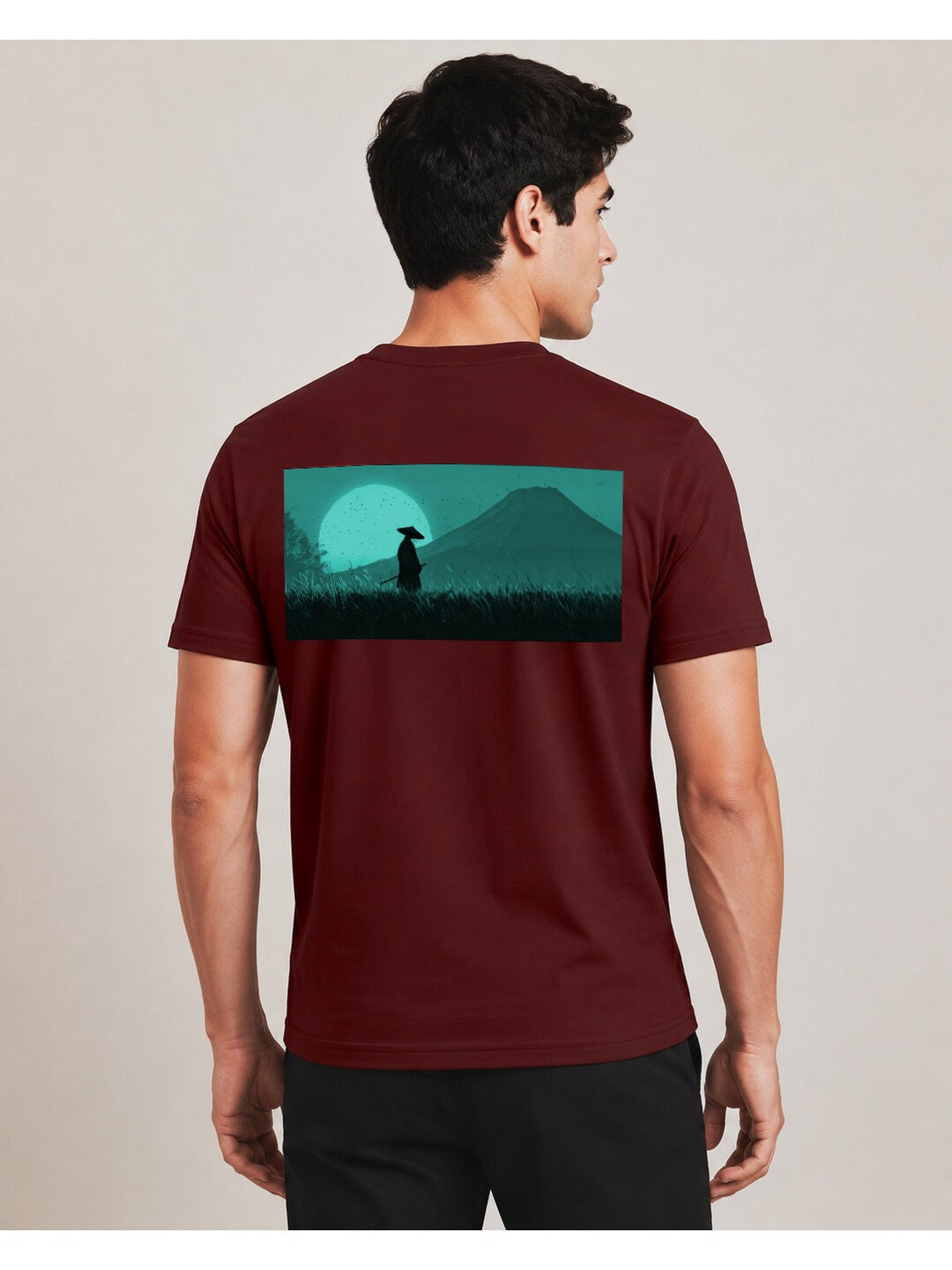 Sakura Warrior Printed Round Neck Regular Pre-customized Tshirt for Men