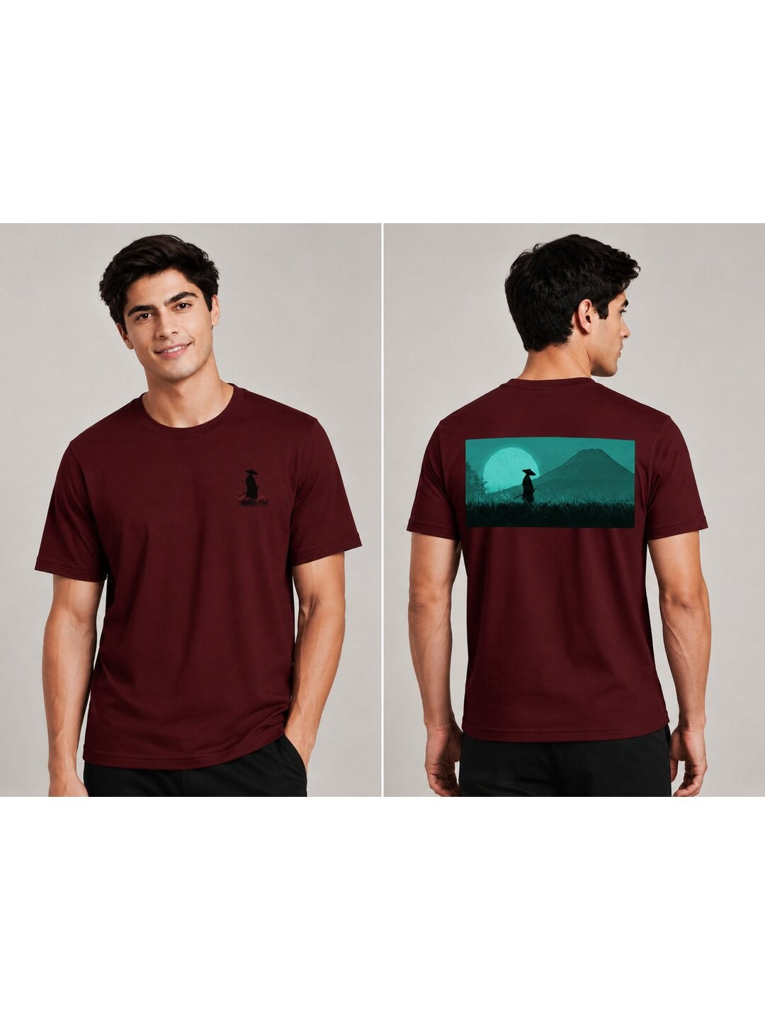 Sakura Warrior Printed Round Neck Regular Pre-customized Tshirt for Men