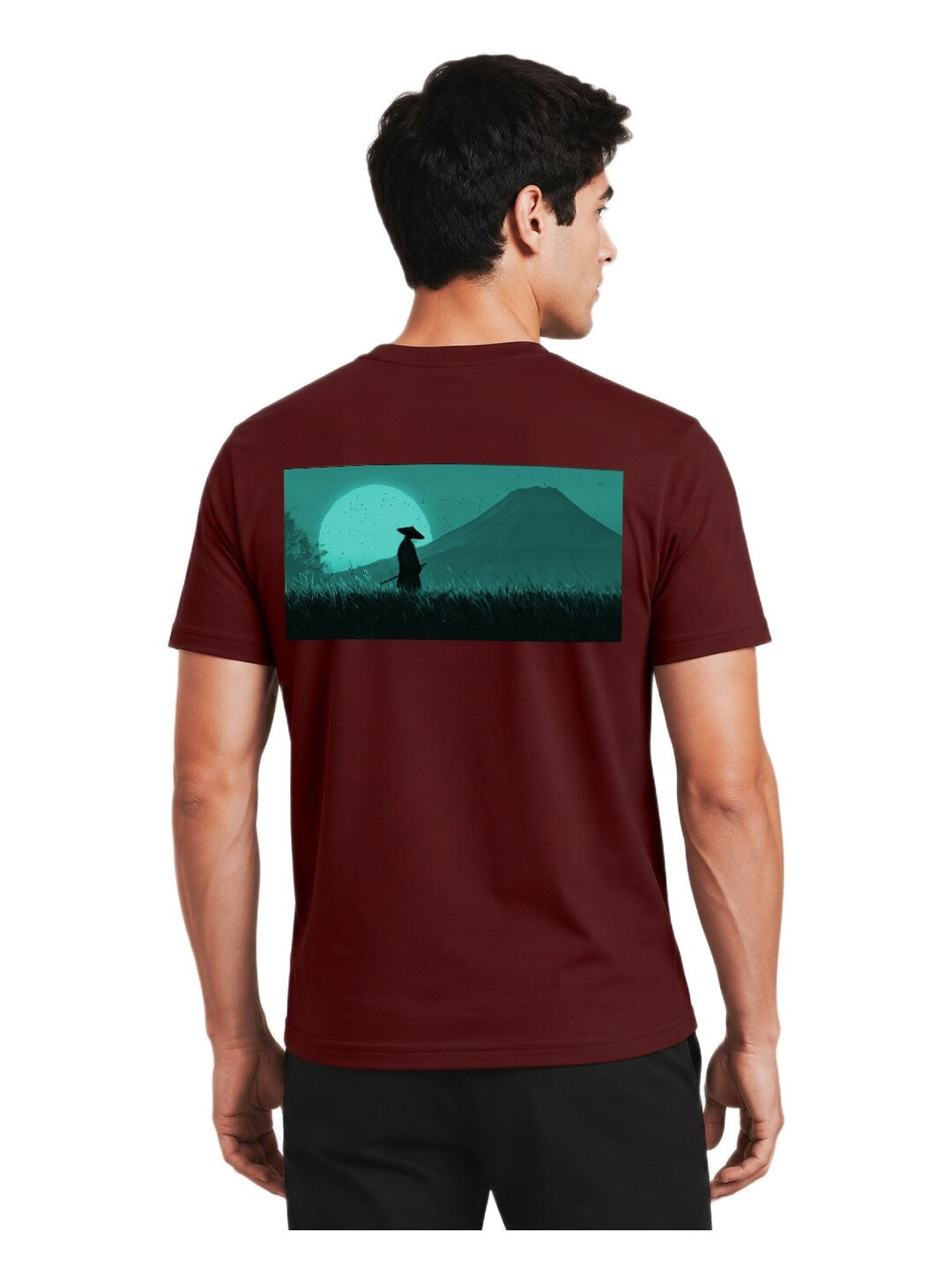 Sakura Warrior Printed Round Neck Regular Pre-customized Tshirt for Men