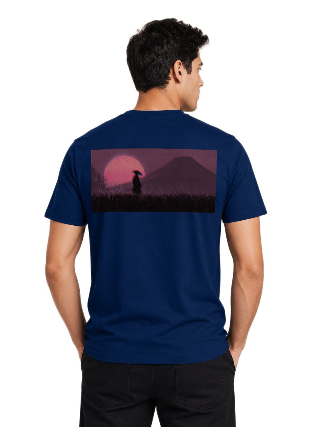Sakura Warrior Printed Round Neck Regular Pre-customized Tshirt for Men
