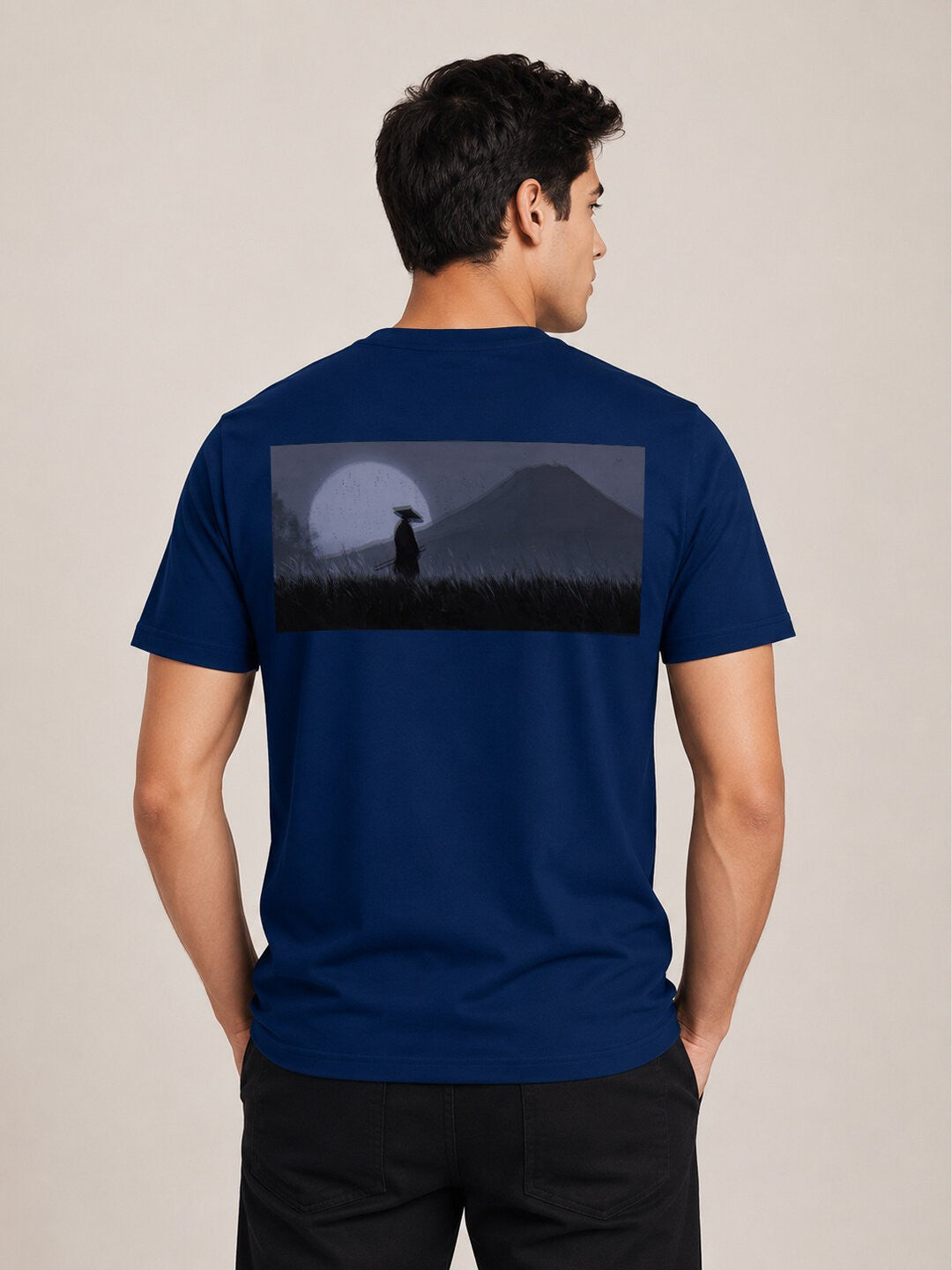 Sakura Warrior Printed Round Neck Regular Pre-customized Tshirt for Men