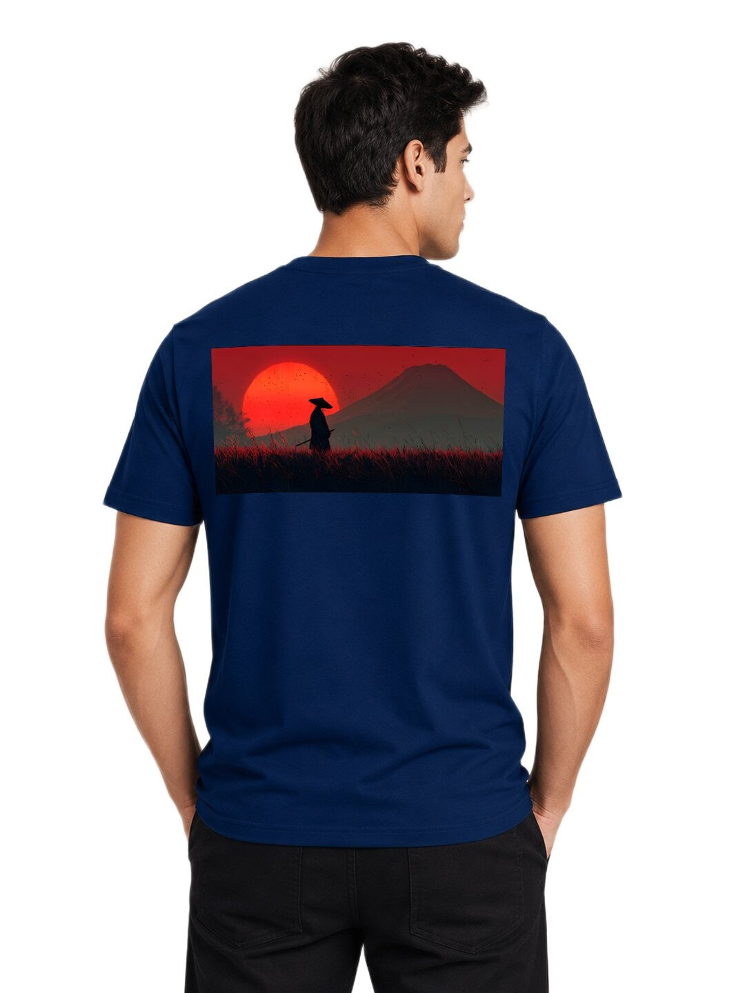 Sakura Warrior Printed Round Neck Regular Pre-customized Tshirt for Men