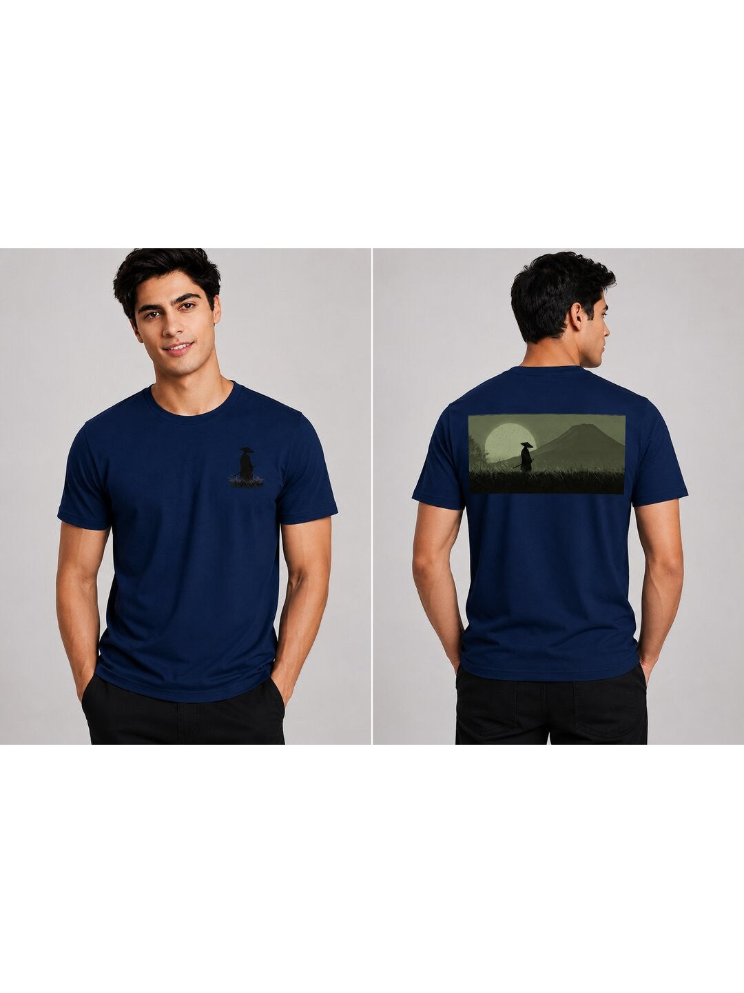 Sakura Warrior Printed Round Neck Regular Pre-customized Tshirt for Men