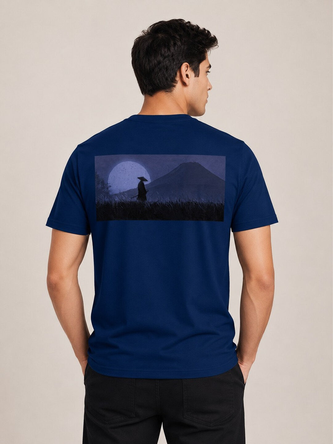 Sakura Warrior Printed Round Neck Regular Pre-customized Tshirt for Men