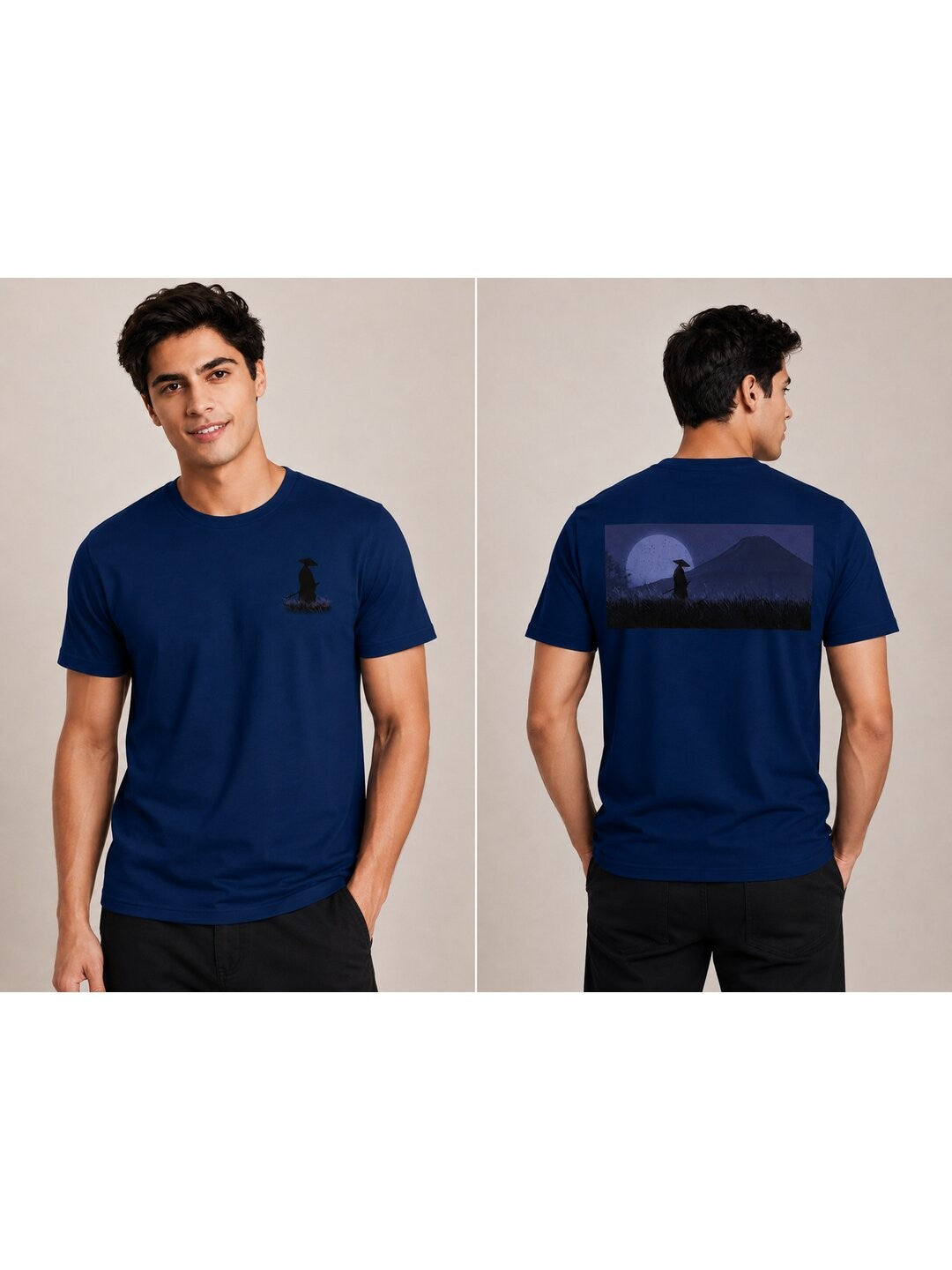 Sakura Warrior Printed Round Neck Regular Pre-customized Tshirt for Men