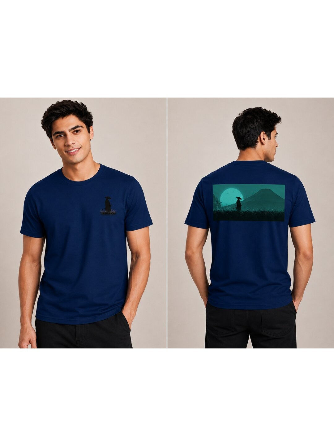 Sakura Warrior Printed Round Neck Regular Pre-customized Tshirt for Men