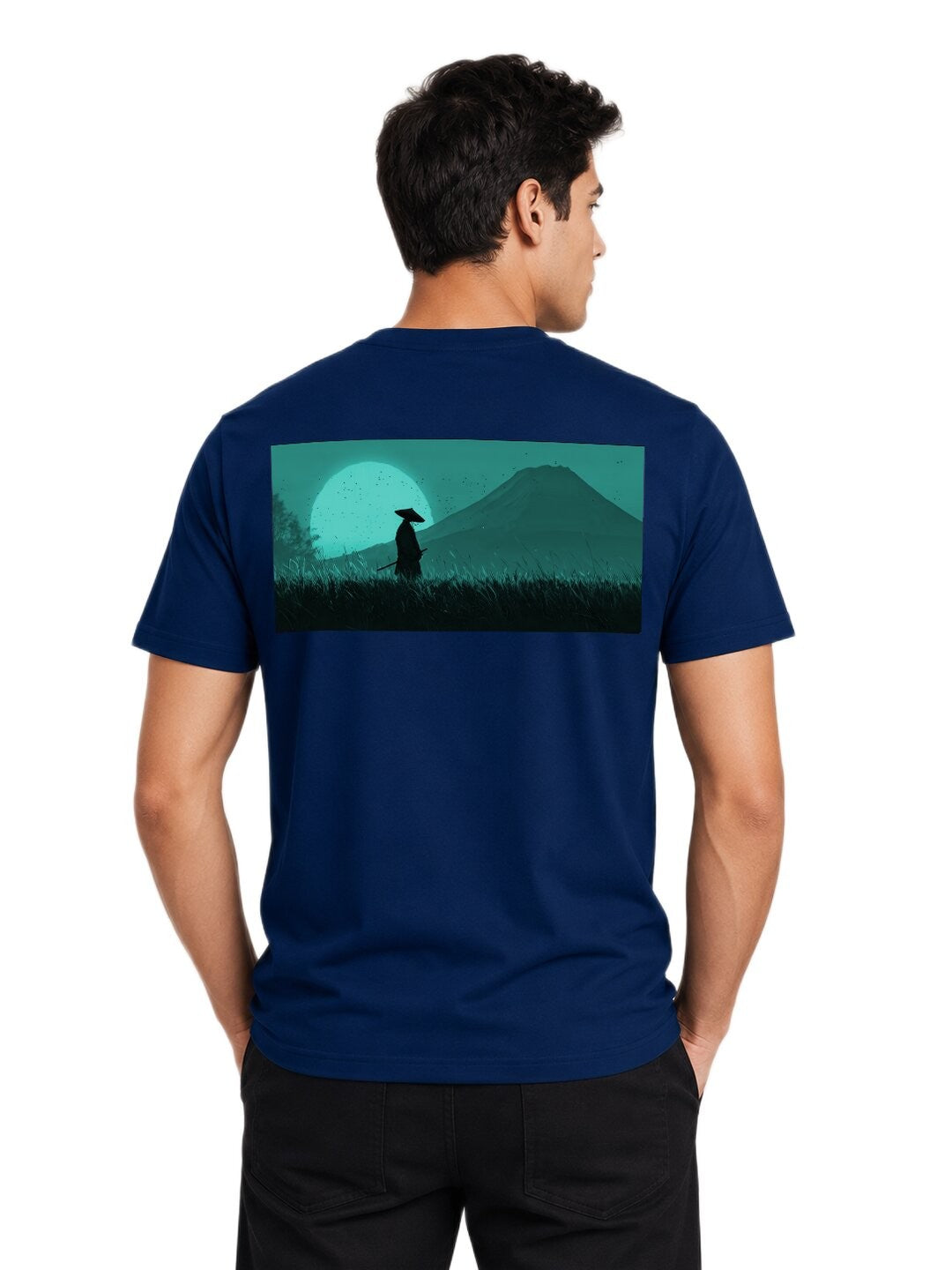 Sakura Warrior Printed Round Neck Regular Pre-customized Tshirt for Men