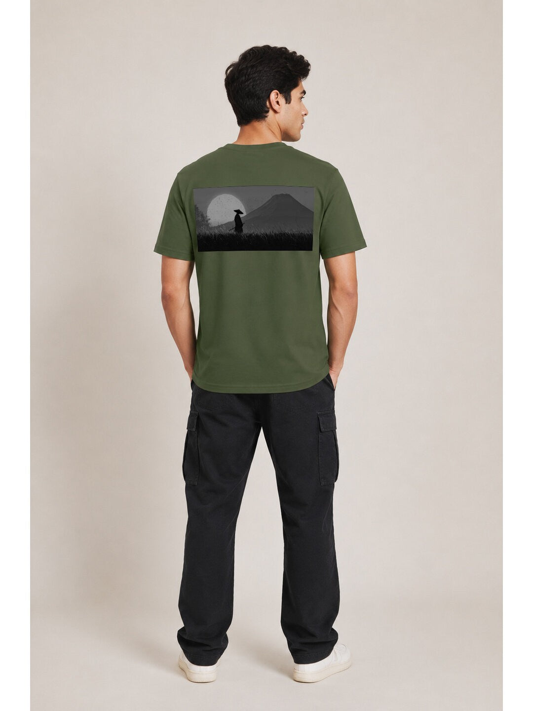 Sakura Warrior Printed Round Neck Regular Pre-customized Tshirt for Men
